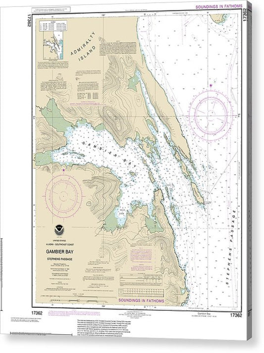 Nautical Chart-17362 Gambier Bay, Stephens Passage  Acrylic Print