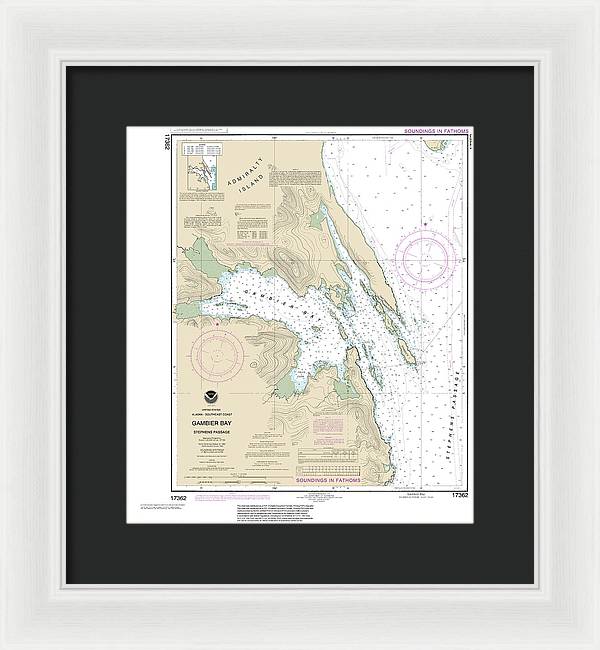 Nautical Chart-17362 Gambier Bay, Stephens Passage - Framed Print