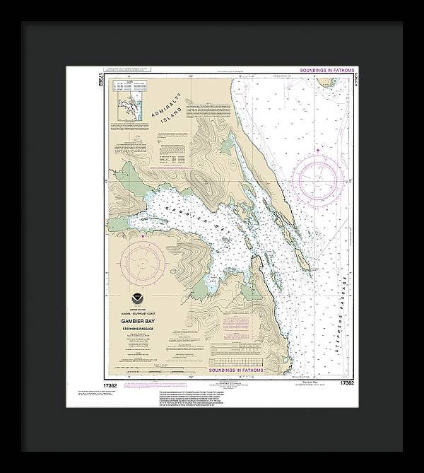 Nautical Chart-17362 Gambier Bay, Stephens Passage - Framed Print