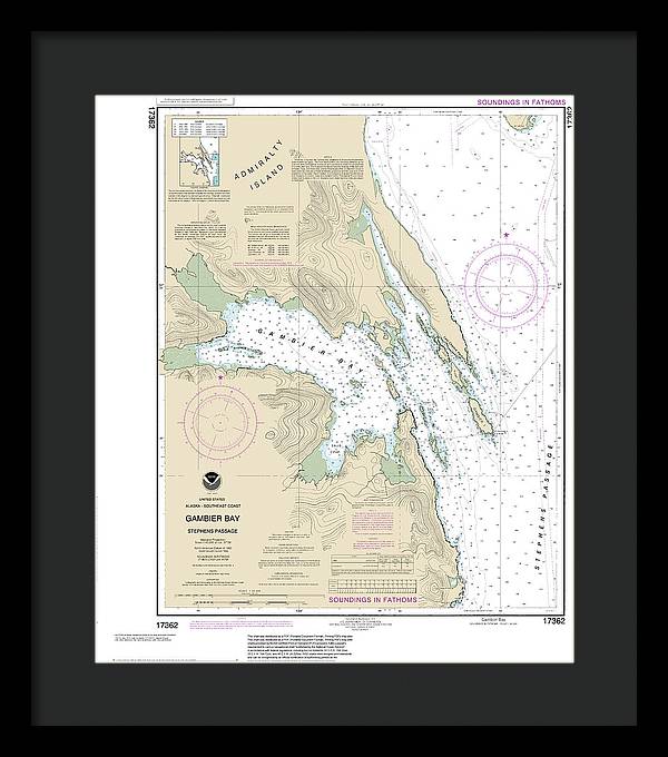 Nautical Chart-17362 Gambier Bay, Stephens Passage - Framed Print