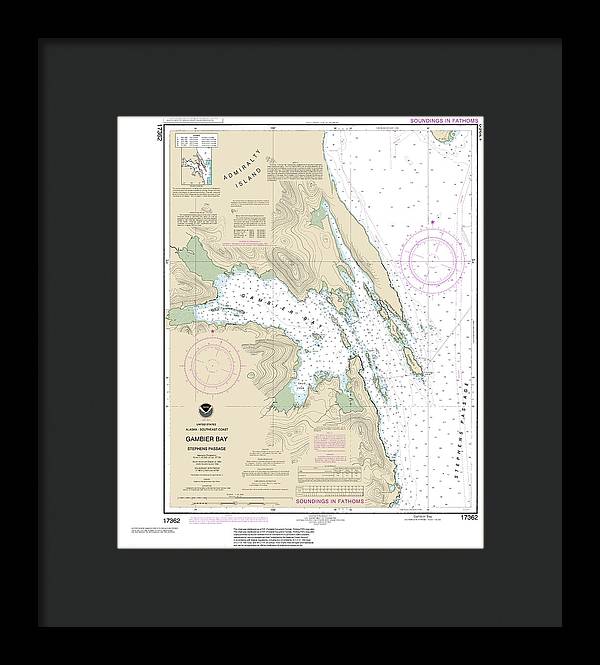 Nautical Chart-17362 Gambier Bay, Stephens Passage - Framed Print