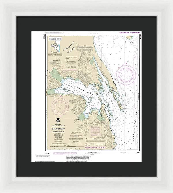 Nautical Chart-17362 Gambier Bay, Stephens Passage - Framed Print