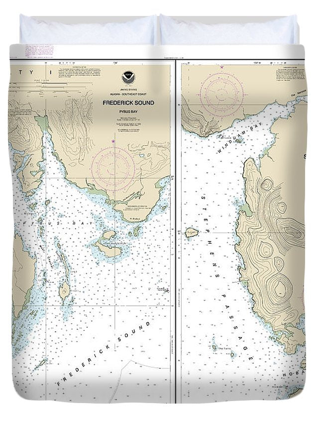 Nautical Chart-17363 Pybus Bay, Frederick Sound, Hobart-windham Bays, Stephens P - Duvet Cover