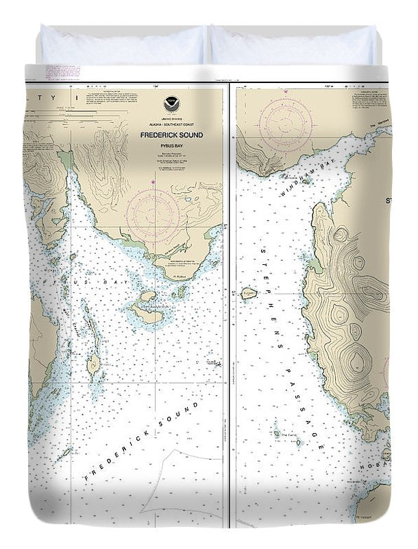 Nautical Chart-17363 Pybus Bay, Frederick Sound, Hobart-windham Bays, Stephens P - Duvet Cover