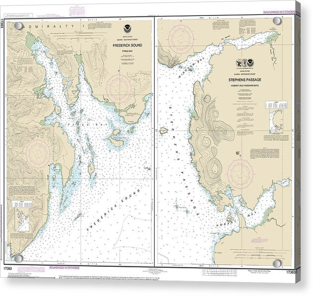 Nautical Chart-17363 Pybus Bay, Frederick Sound, Hobart-windham Bays, Stephens P - Acrylic Print