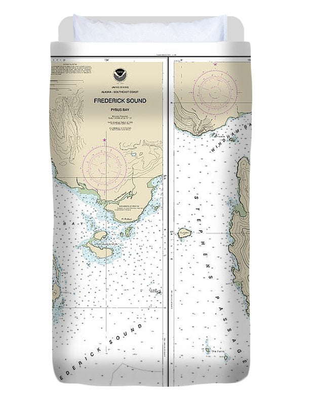 Nautical Chart-17363 Pybus Bay, Frederick Sound, Hobart-windham Bays, Stephens P - Duvet Cover