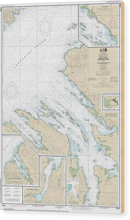 Nautical Chart-17368 Keku Strait-Northern Part, Including Saginaw-Security Bays-Port Camden, Kake Inset Wood Print