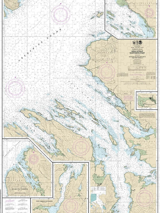 Nautical Chart 17368 Keku Strait Northern Part, Including Saginaw Security Bays Port Camden, Kake Inset Puzzle