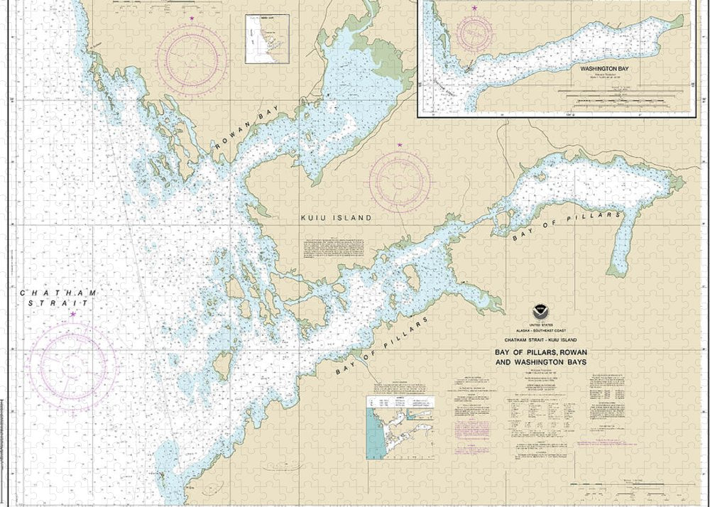 Nautical Chart-17370 Bay-pillars-rowan Bay, Chatham Strait, Washington Bay, Chatham Strait - Puzzle