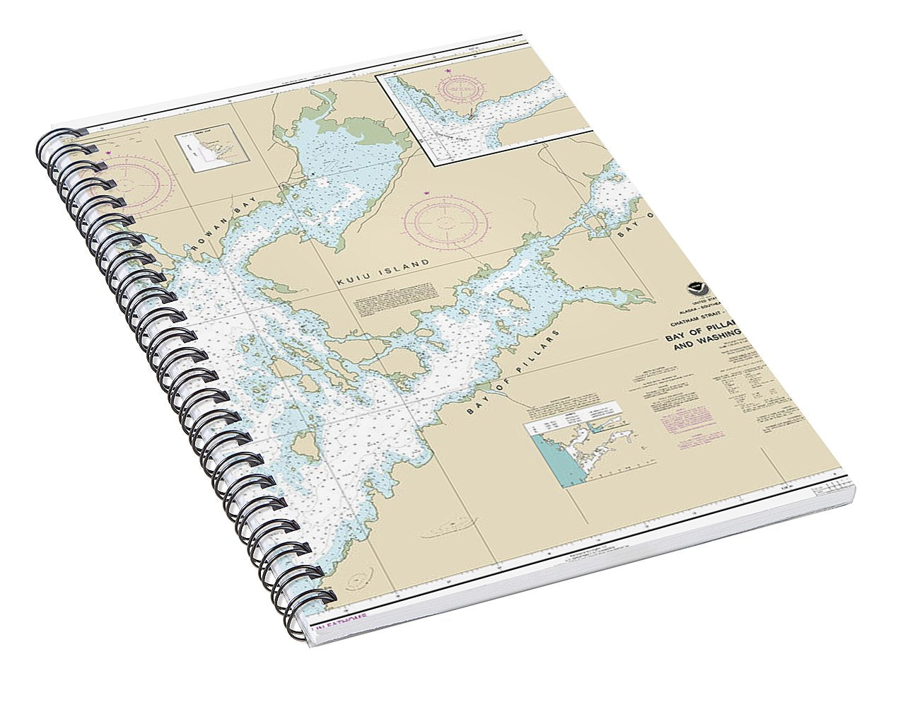 Nautical Chart-17370 Bay-pillars-rowan Bay, Chatham Strait, Washington Bay, Chatham Strait - Spiral Notebook