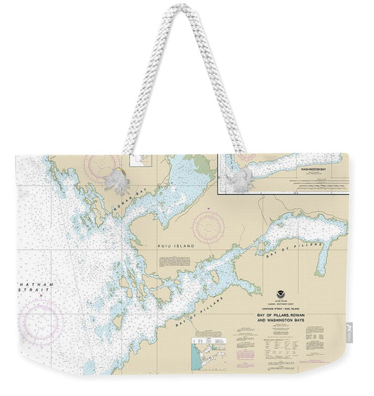 Nautical Chart-17370 Bay-pillars-rowan Bay, Chatham Strait, Washington Bay, Chatham Strait - Weekender Tote Bag
