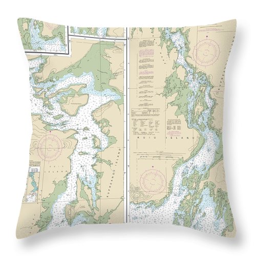 Nautical Chart-17372 Keku Strait-monte Carlo Island-entrance Island, The Summit, Devils Elbow - Throw Pillow