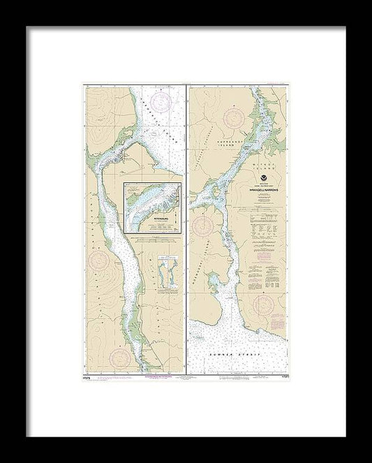 A beuatiful Framed Print of the Nautical Chart-17375 Wrangell Narrows, Petersburg Harbor by SeaKoast
