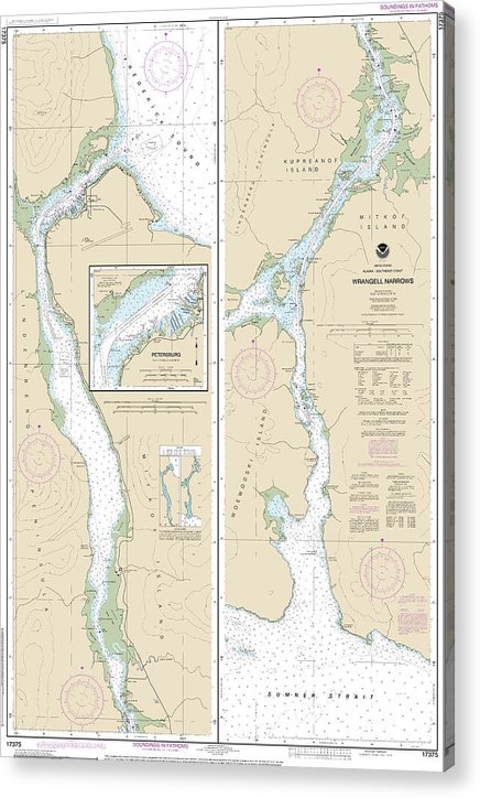 Nautical Chart-17375 Wrangell Narrows, Petersburg Harbor  Acrylic Print
