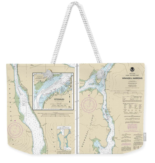 Nautical Chart-17375 Wrangell Narrows, Petersburg Harbor - Weekender Tote Bag