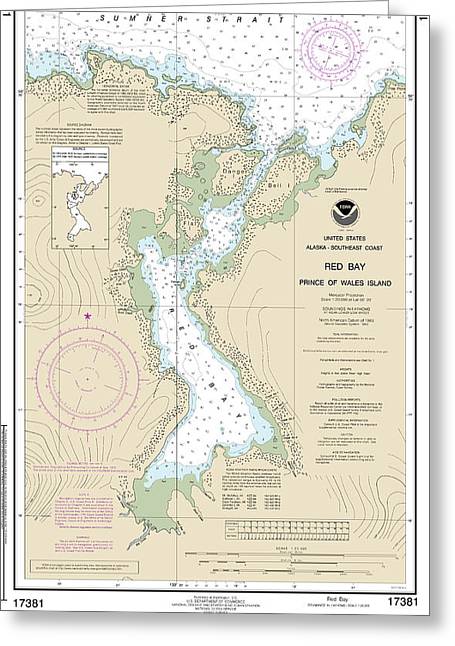 Nautical Chart-17381 Red Bay, Prince-wales Island - Greeting Card