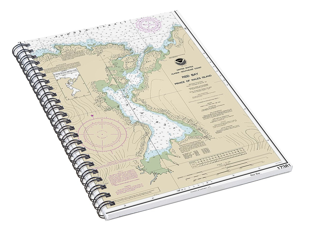 Nautical Chart-17381 Red Bay, Prince-wales Island - Spiral Notebook