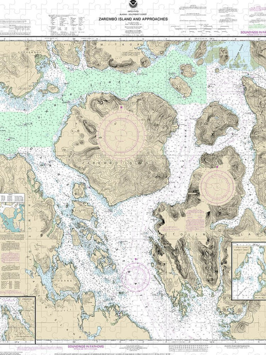 Nautical Chart 17382 Zarembo Island Approaches, Burnett Inlet, Etolin Island, Steamer Bay Puzzle