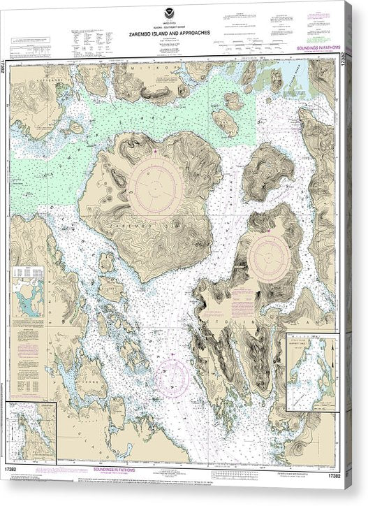 Nautical Chart-17382 Zarembo Island-Approaches, Burnett Inlet, Etolin Island, Steamer Bay  Acrylic Print