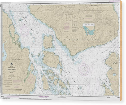 Nautical Chart-17383 Snow Passage, Alaska Wood Print