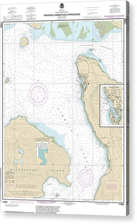 Nautical Chart-17384 Wrangell Harbor-Approaches, Wrangell Harbor  Acrylic Print