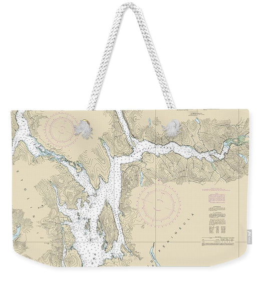 Nautical Chart-17385 Ernest Sound-eastern Passage-zimovia Strait, Zimovia Strait - Weekender Tote Bag