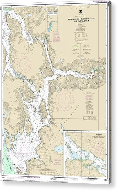 Nautical Chart-17385 Ernest Sound-Eastern Passage-Zimovia Strait, Zimovia Strait  Acrylic Print