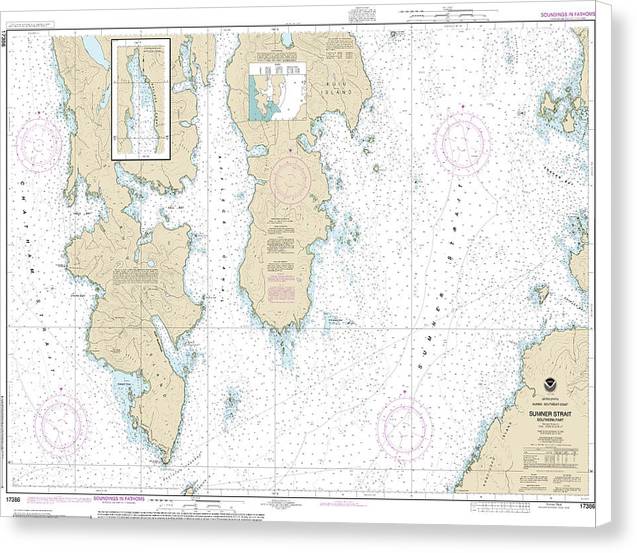 Nautical Chart-17386 Sumner Strait-southern Part - Canvas Print