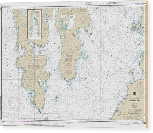 Nautical Chart-17386 Sumner Strait-Southern Part Wood Print