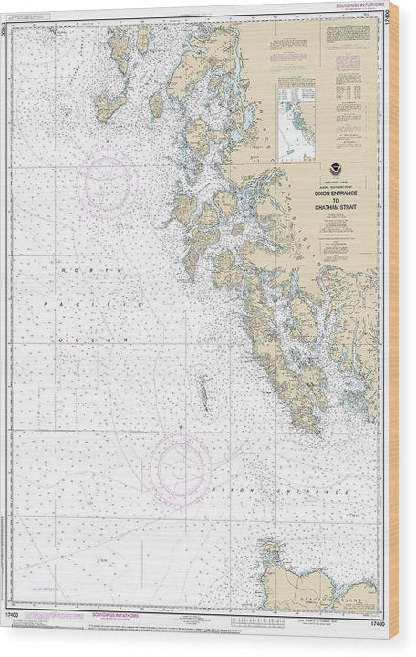 Nautical Chart-17400 Dixon Entrance-Chatham Strait Wood Print