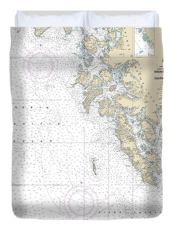 Nautical Chart-17400 Dixon Entrance-chatham Strait - Duvet Cover