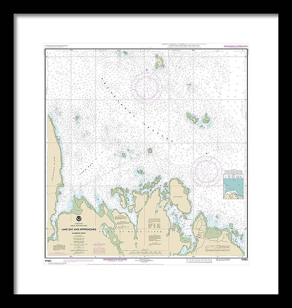 Nautical Chart-17401 Lake Bay-approaches, Clarence Str - Framed Print