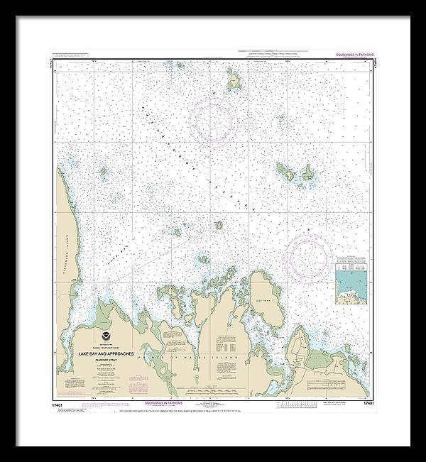 Nautical Chart-17401 Lake Bay-approaches, Clarence Str - Framed Print