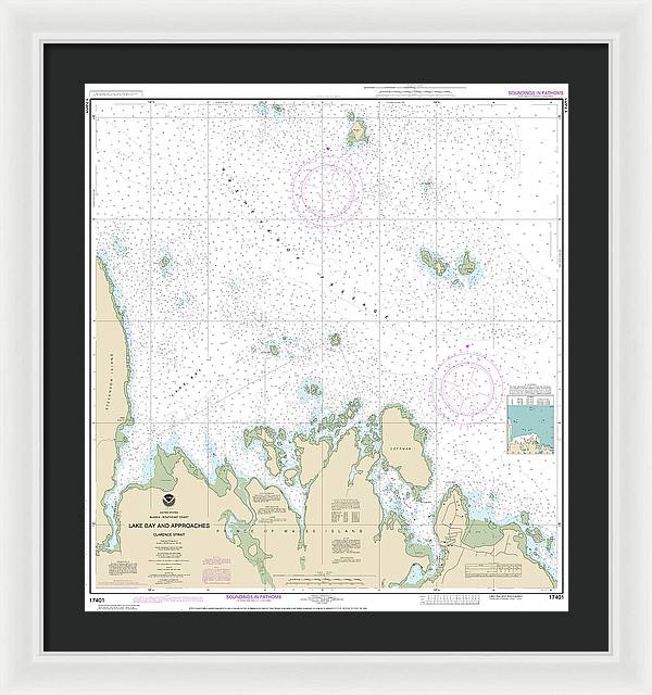 Nautical Chart-17401 Lake Bay-approaches, Clarence Str - Framed Print