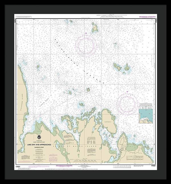 Nautical Chart-17401 Lake Bay-approaches, Clarence Str - Framed Print