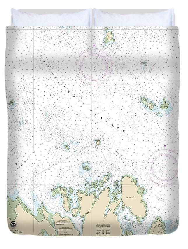 Nautical Chart-17401 Lake Bay-approaches, Clarence Str - Duvet Cover