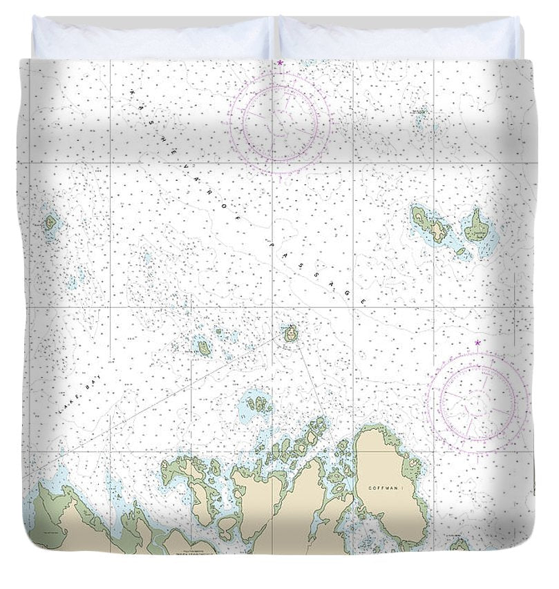 Nautical Chart 17401 Lake Bay Approaches, Clarence Str Duvet Cover