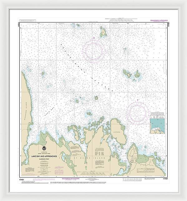 Nautical Chart-17401 Lake Bay-approaches, Clarence Str - Framed Print