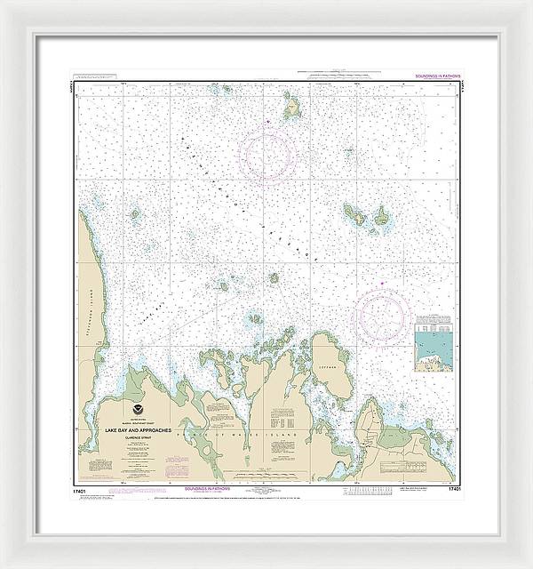 Nautical Chart-17401 Lake Bay-approaches, Clarence Str - Framed Print