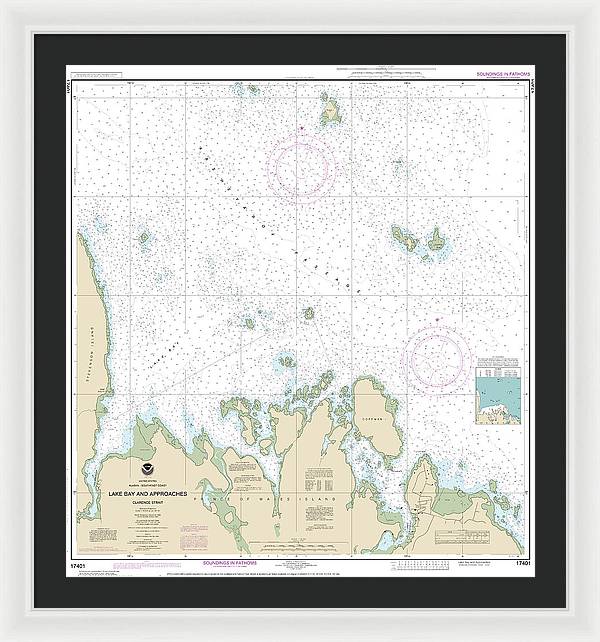 Nautical Chart-17401 Lake Bay-approaches, Clarence Str - Framed Print