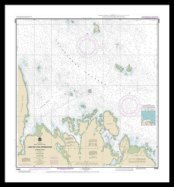 Nautical Chart-17401 Lake Bay-approaches, Clarence Str - Framed Print