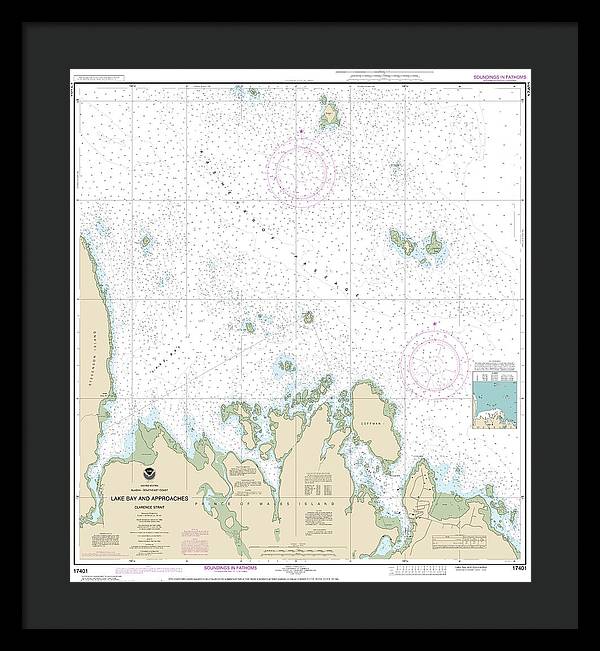 Nautical Chart-17401 Lake Bay-approaches, Clarence Str - Framed Print