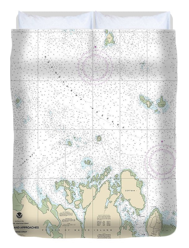 Nautical Chart-17401 Lake Bay-approaches, Clarence Str - Duvet Cover
