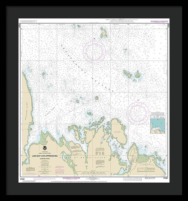 Nautical Chart-17401 Lake Bay-approaches, Clarence Str - Framed Print