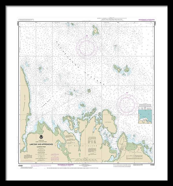 Nautical Chart-17401 Lake Bay-approaches, Clarence Str - Framed Print