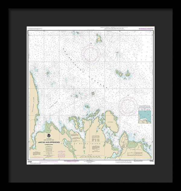 Nautical Chart-17401 Lake Bay-approaches, Clarence Str - Framed Print