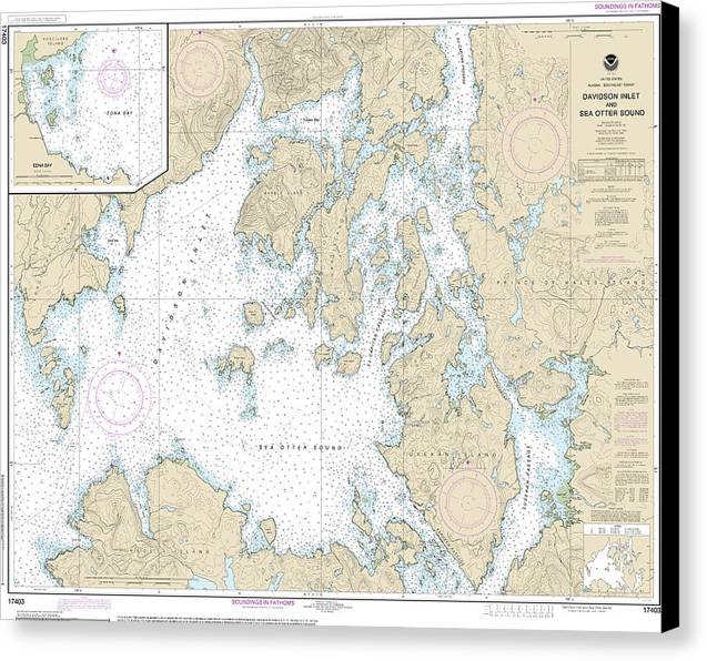 Nautical Chart-17403 Davidson Inlet-sea Otter Sound, Edna Bay - Canvas Print