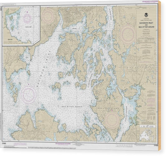 Nautical Chart-17403 Davidson Inlet-Sea Otter Sound, Edna Bay Wood Print