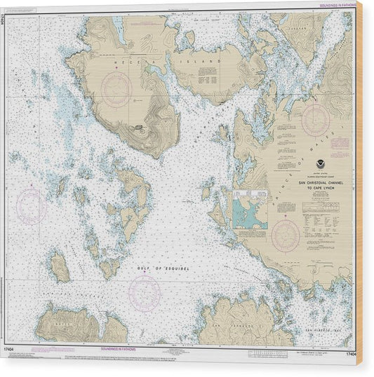 Nautical Chart-17404 San Christoval Channel-Cape Lynch Wood Print