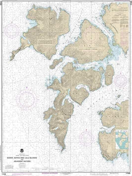 Nautical Chart 17406 Baker, Noyes, Luluislands Adjacent Waters Puzzle